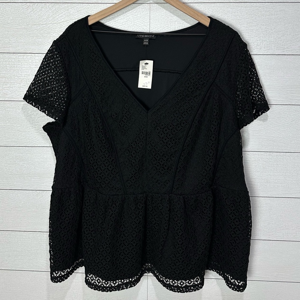 NWT Lane Bryant Black Peplum Top Size 26/28